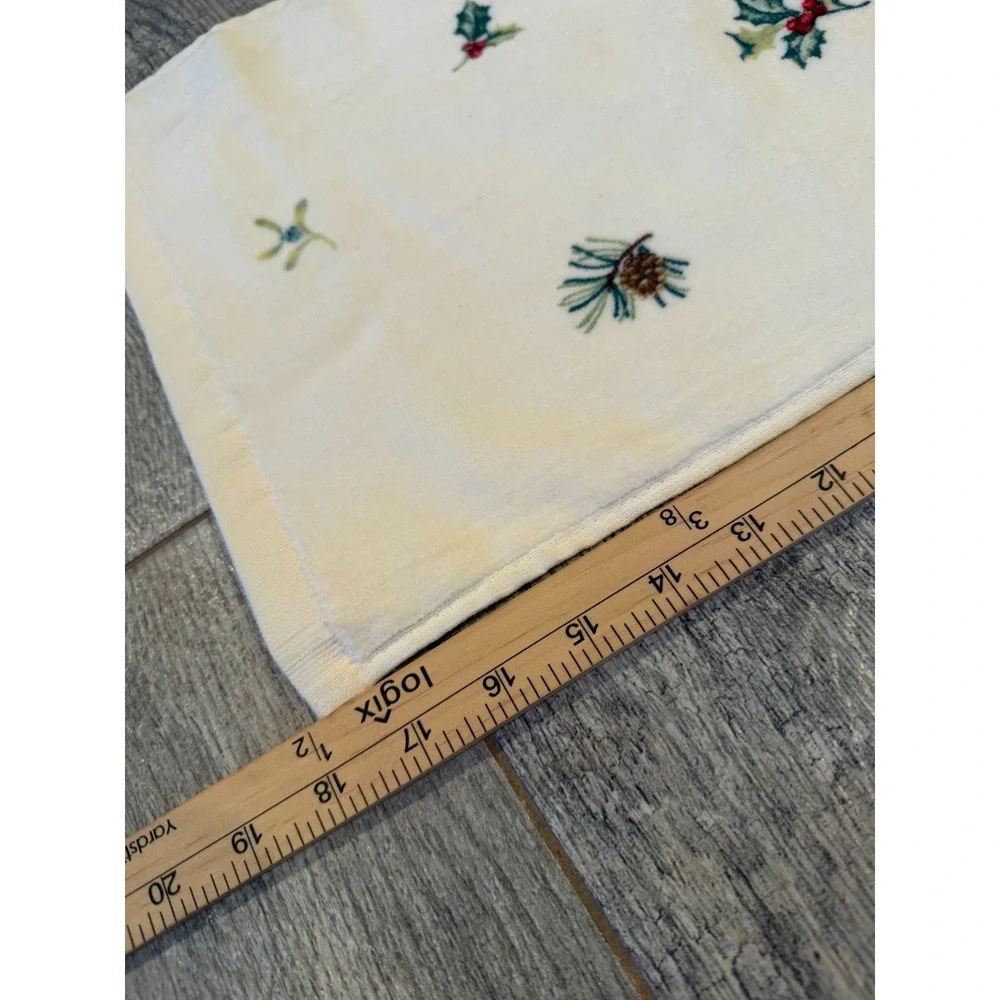 Christmas Kitchen Bath Towel Lenox Dish Hand Cardinal‎ Bird Holly Evergreen MCM